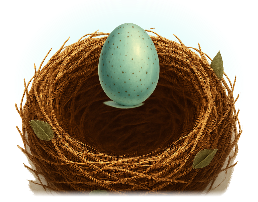An egg resting in a nest